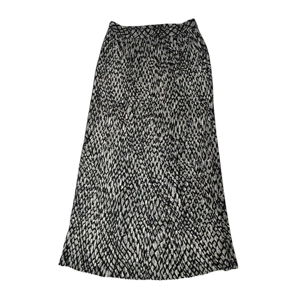 Adrienne Vittadini Sport Vintage Maxi Skirt Maxi Geometric Snake Look Plated USA